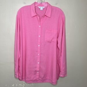 OLD NAVY The Boyfriend Shirt Pink Button Front Oversized Casual Comfortable Med
